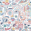 Mod Faces Peel & Stick Wallpaper Peel and Stick Wallpaper RoomMates Roll Pink 