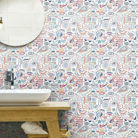 Mod Faces Peel & Stick Wallpaper Peel and Stick Wallpaper RoomMates   