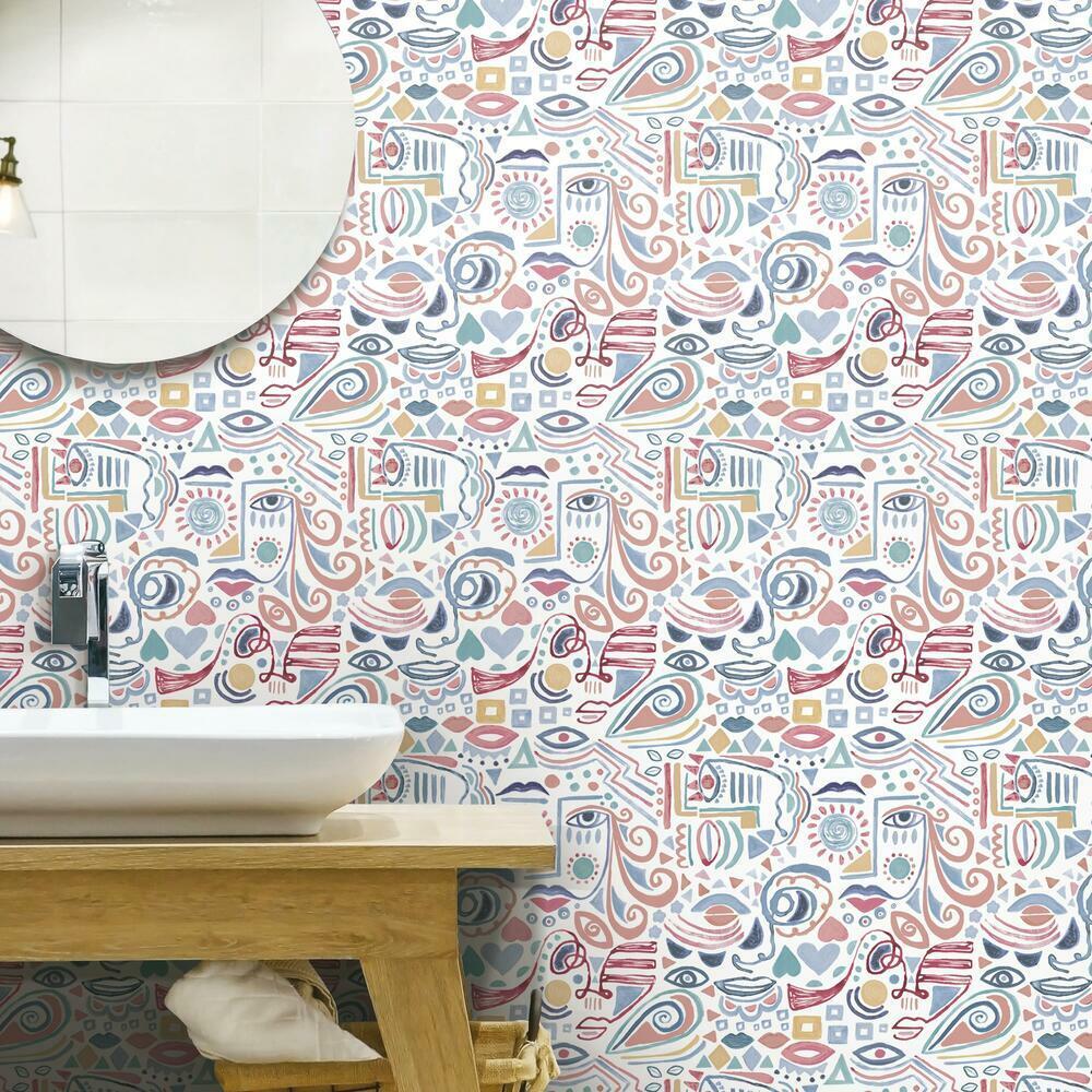Mod Faces Peel & Stick Wallpaper Peel and Stick Wallpaper RoomMates   