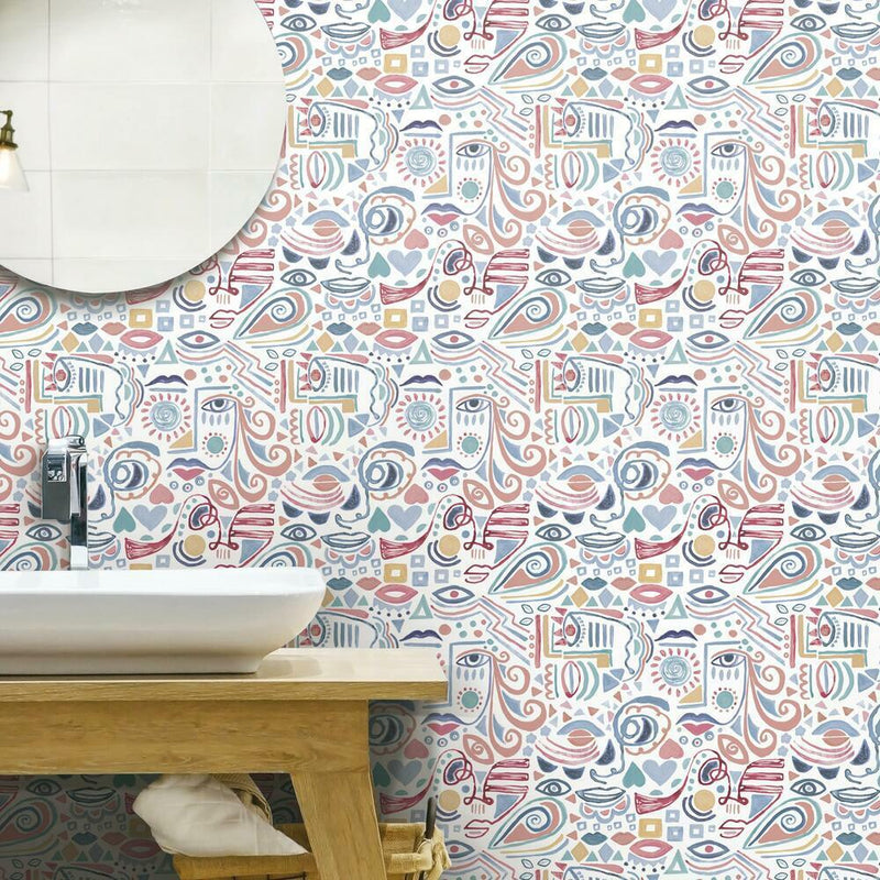 Mod Faces Peel & Stick Wallpaper Peel and Stick Wallpaper RoomMates   