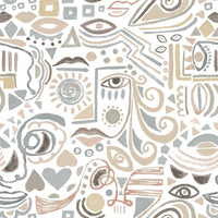 Mod Faces Peel & Stick Wallpaper Peel and Stick Wallpaper RoomMates Roll Grey 