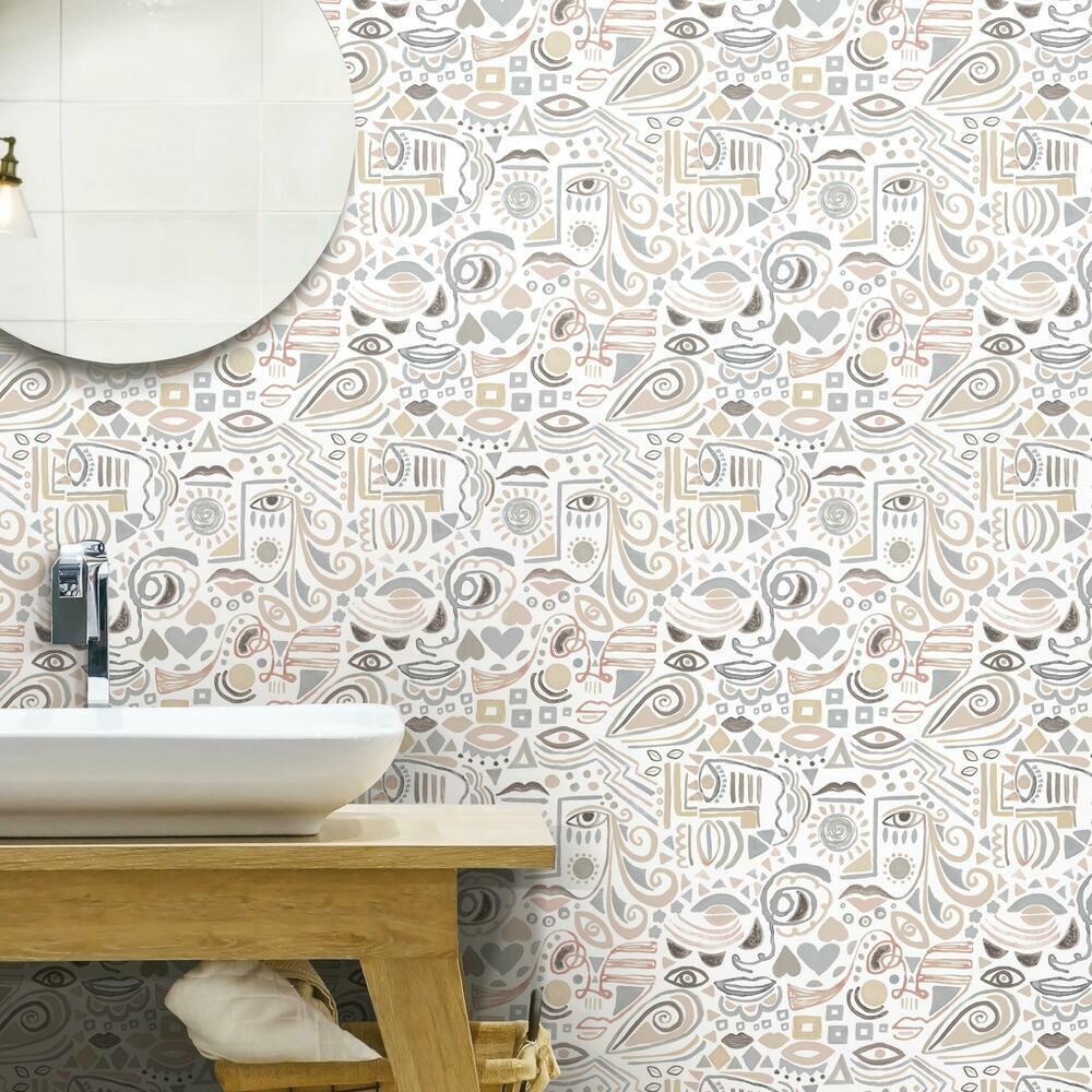 Mod Faces Peel & Stick Wallpaper Peel and Stick Wallpaper RoomMates   