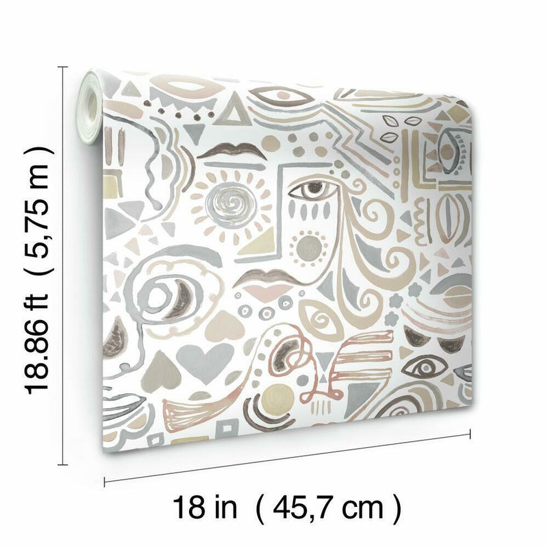 Mod Faces Peel & Stick Wallpaper Peel and Stick Wallpaper RoomMates   
