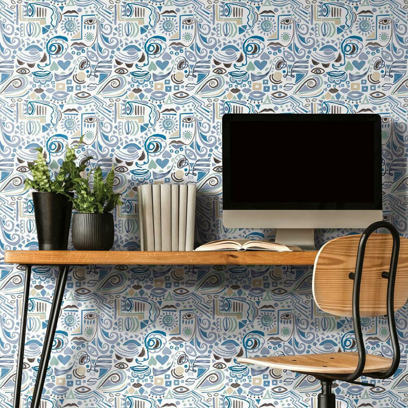 Mod Faces Peel & Stick Wallpaper Peel and Stick Wallpaper RoomMates   