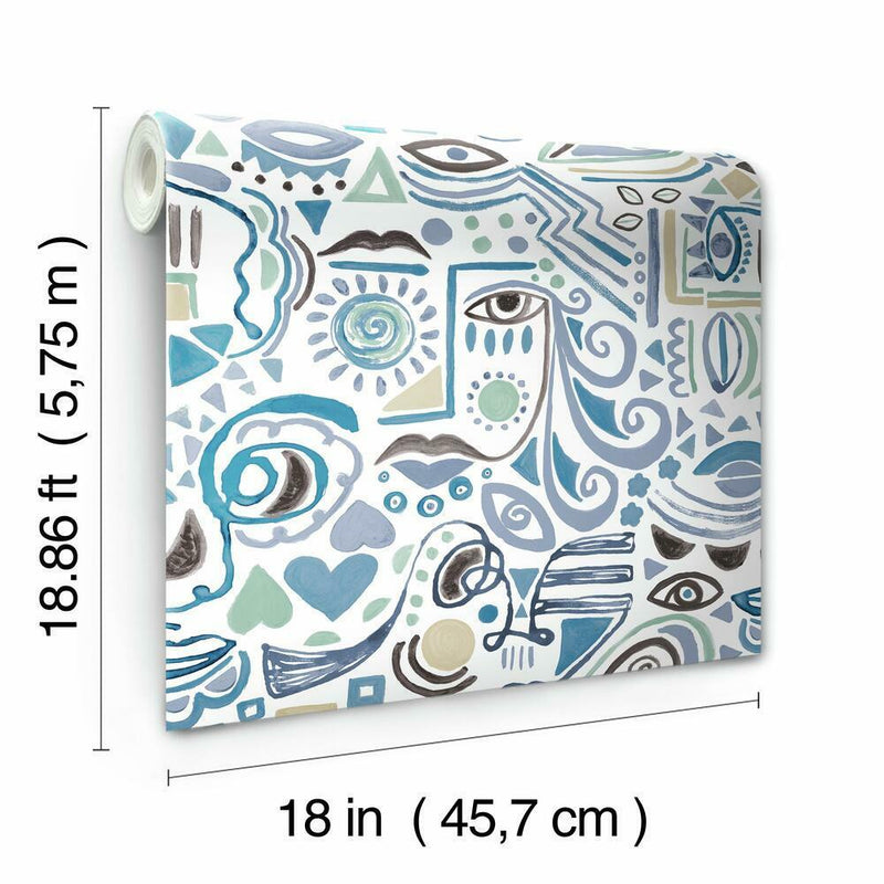 Mod Faces Peel & Stick Wallpaper Peel and Stick Wallpaper RoomMates   