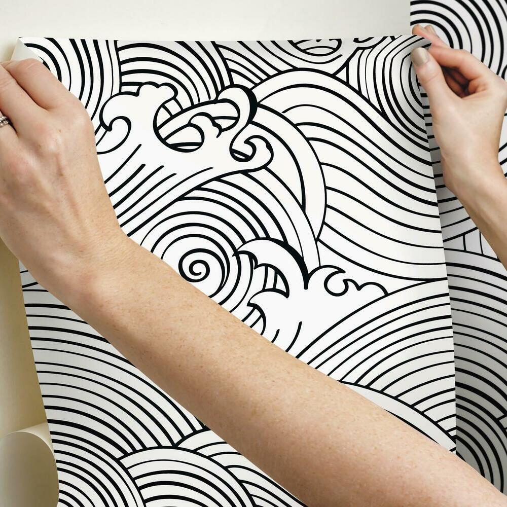 Asian Waves Peel & Stick Wallpaper Peel and Stick Wallpaper RoomMates   