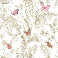 Butterfly Sketch Peel and Stick Wallpaper Peel and Stick Wallpaper RoomMates Roll Pink 