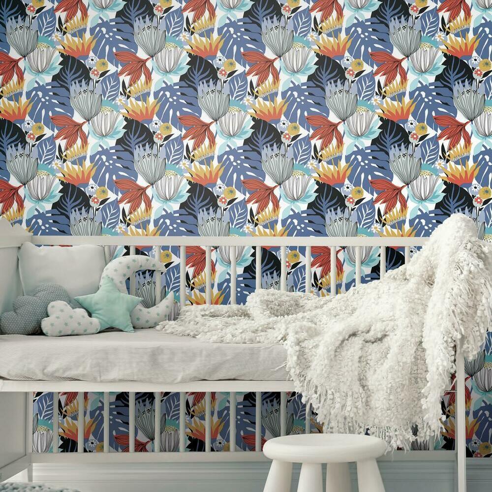 Retro Tropical Leaves Peel and Stick Wallpaper Peel and Stick Wallpaper RoomMates   