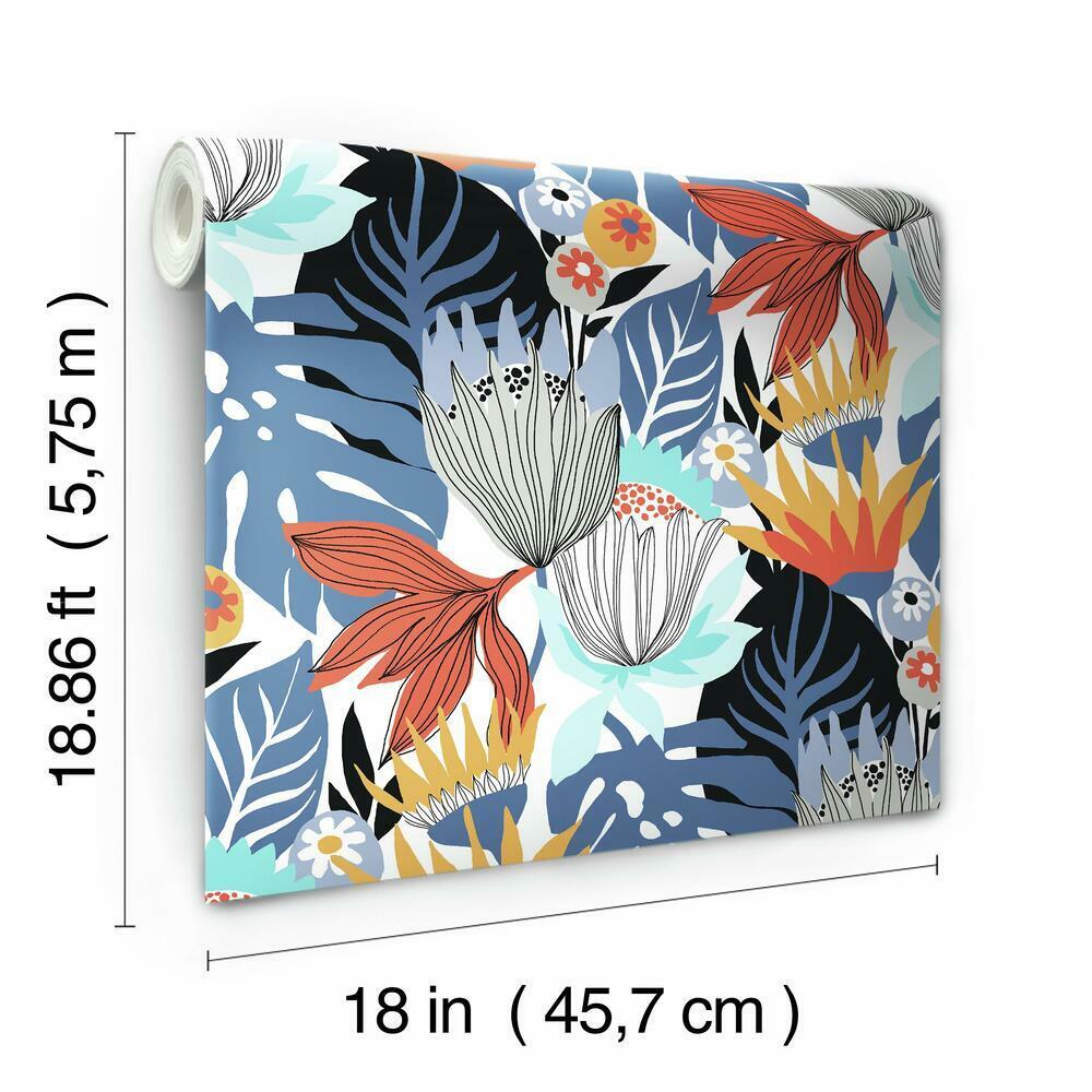 Retro Tropical Leaves Peel and Stick Wallpaper Peel and Stick Wallpaper RoomMates   