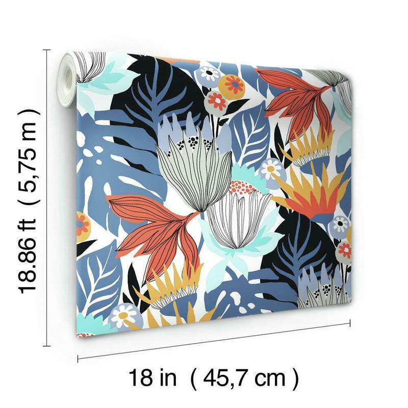 Retro Tropical Leaves Peel and Stick Wallpaper Peel and Stick Wallpaper RoomMates   