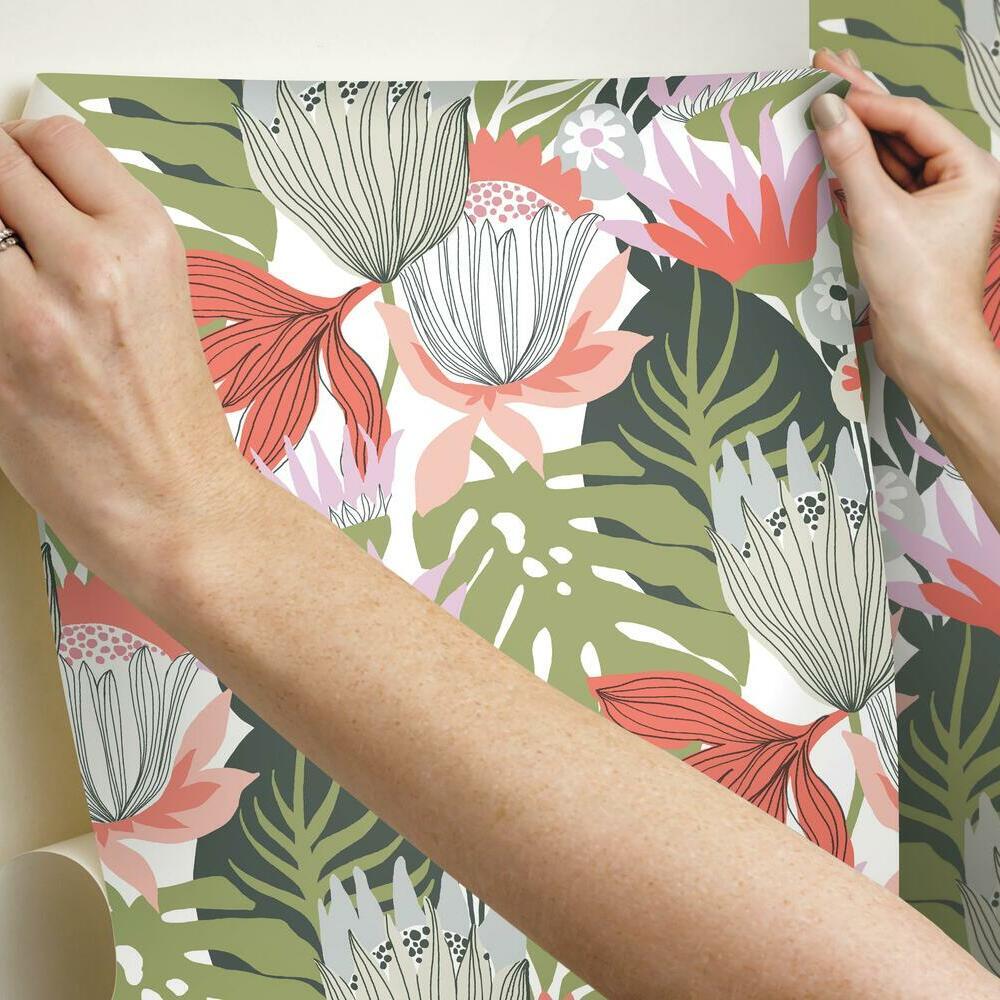 Retro Tropical Leaves Peel and Stick Wallpaper Peel and Stick Wallpaper RoomMates   