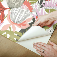 Retro Tropical Leaves Peel and Stick Wallpaper Peel and Stick Wallpaper RoomMates   