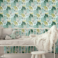 Retro Tropical Leaves Peel and Stick Wallpaper Peel and Stick Wallpaper RoomMates   