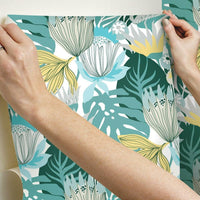 Retro Tropical Leaves Peel and Stick Wallpaper Peel and Stick Wallpaper RoomMates   
