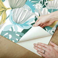Retro Tropical Leaves Peel and Stick Wallpaper Peel and Stick Wallpaper RoomMates   