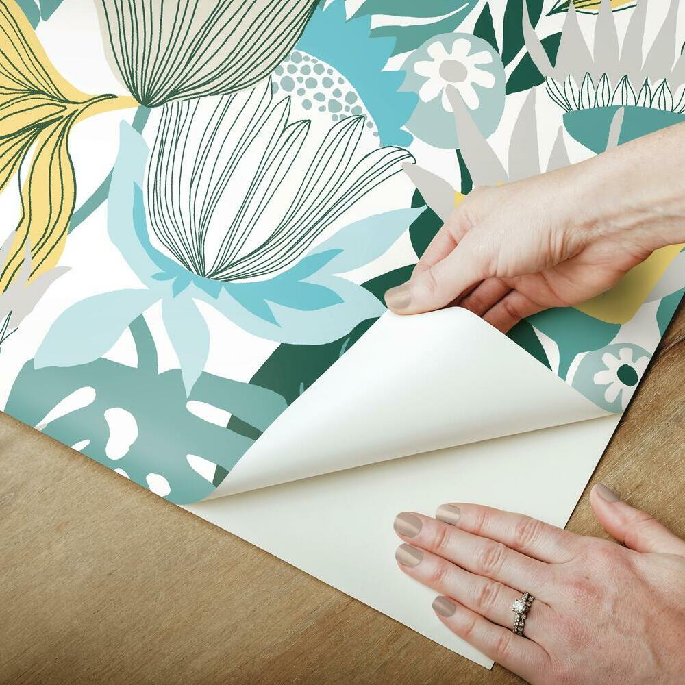 Retro Tropical Leaves Peel and Stick Wallpaper Peel and Stick Wallpaper RoomMates   
