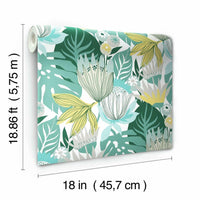 Retro Tropical Leaves Peel and Stick Wallpaper Peel and Stick Wallpaper RoomMates   