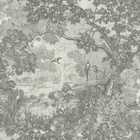 Jungle Toile Peel and Stick Wallpaper Peel and Stick Wallpaper RoomMates Roll Taupe 