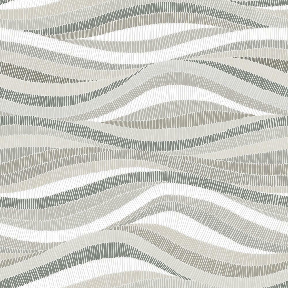 Mosaic Waves Peel & Stick Wallpaper Peel and Stick Wallpaper RoomMates Roll Taupe 