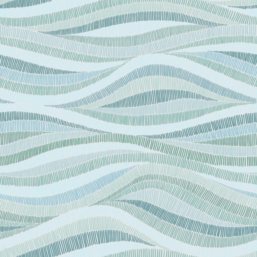 Mosaic Waves Peel & Stick Wallpaper Peel and Stick Wallpaper RoomMates Roll Blue 