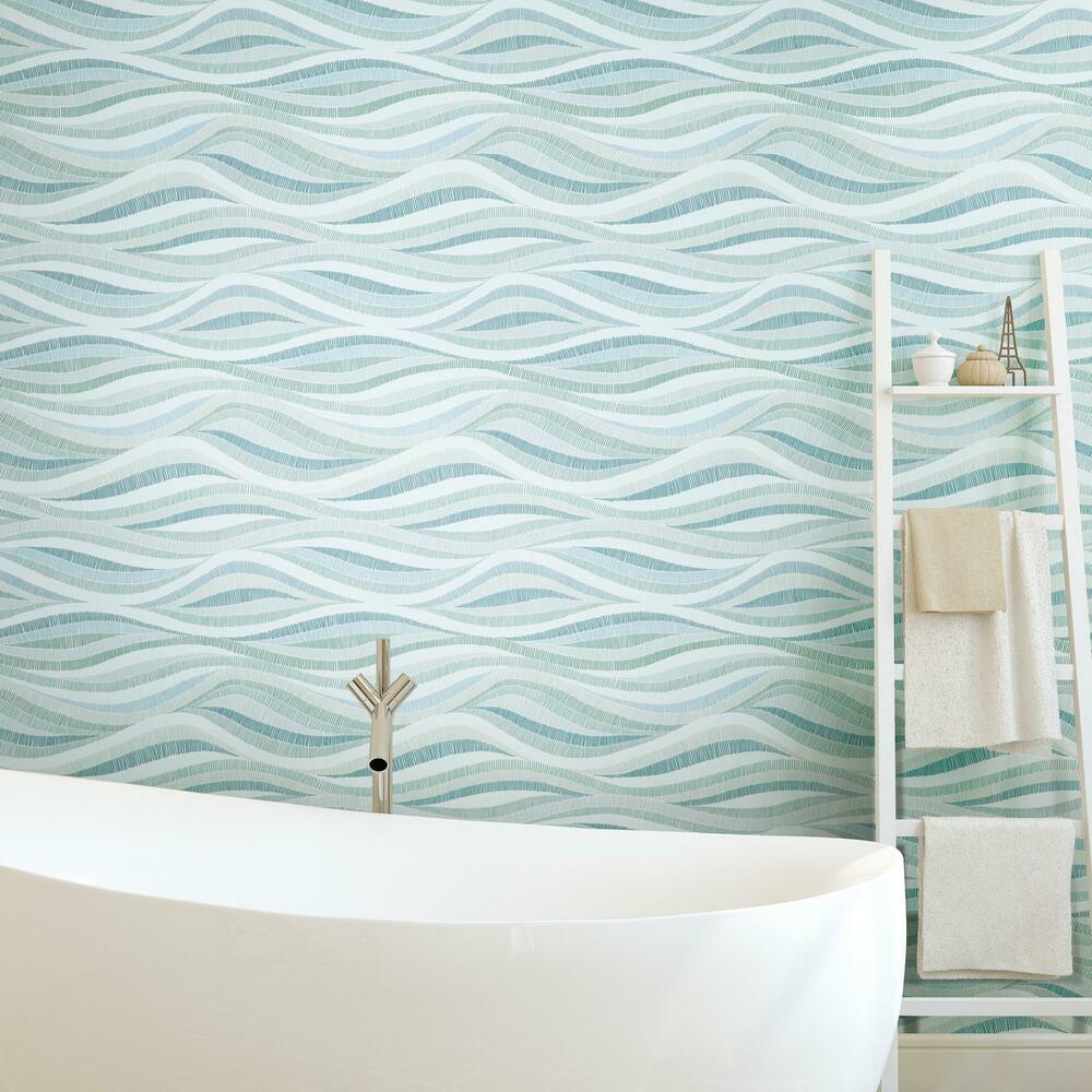 Mosaic Waves Peel & Stick Wallpaper Peel and Stick Wallpaper RoomMates   