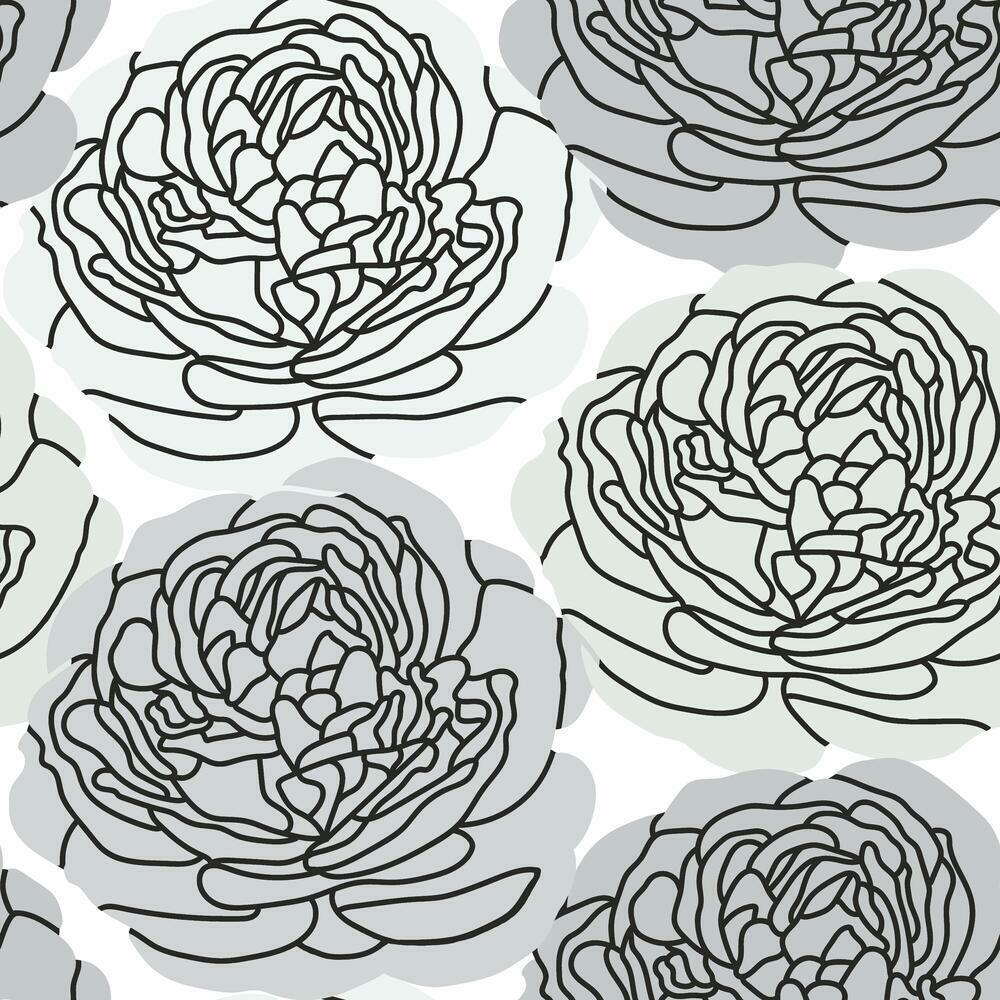 Bed of Roses Peel & Stick Wallpaper Peel and Stick Wallpaper RoomMates Roll Grey 