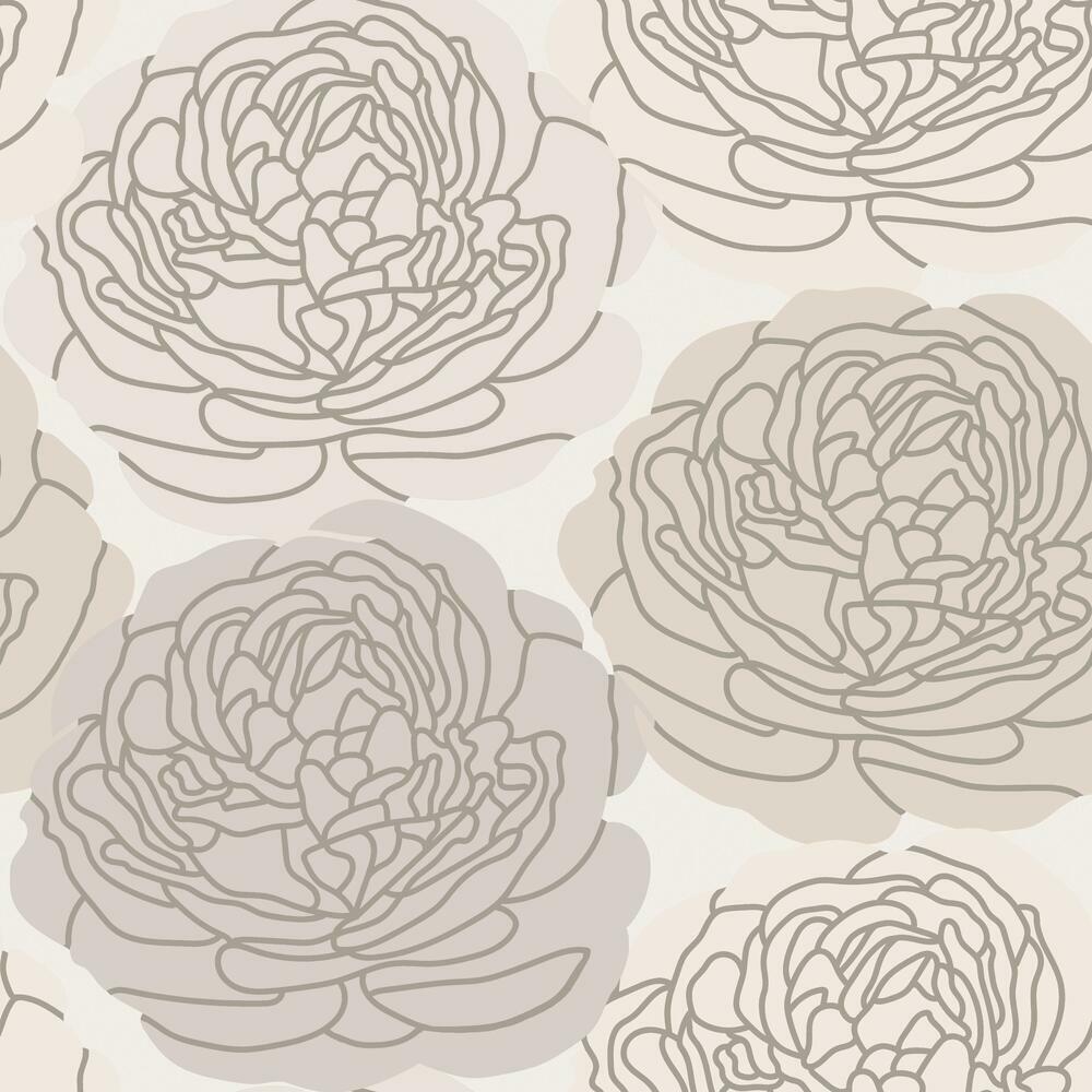Bed of Roses Peel & Stick Wallpaper Peel and Stick Wallpaper RoomMates Roll Taupe 