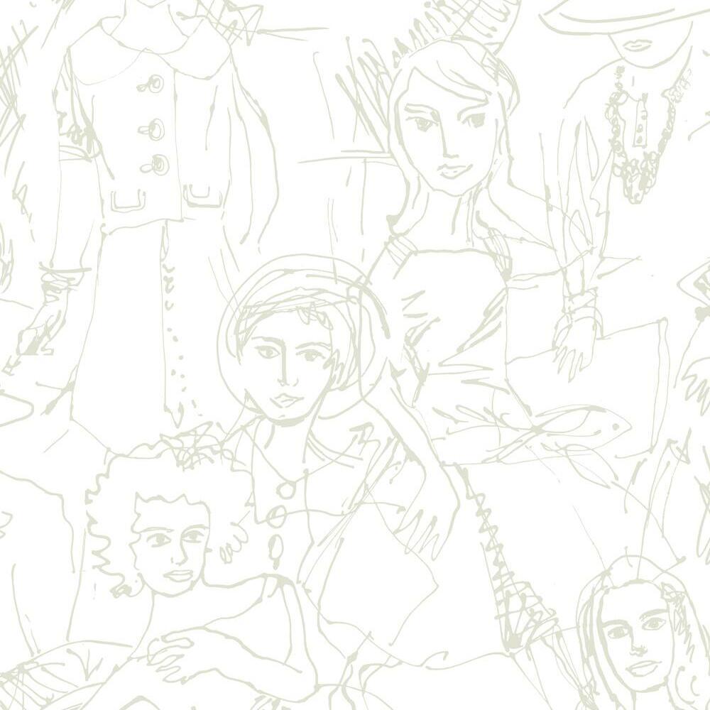 Vogue Sketches Peel and Stick Wallpaper Peel and Stick Wallpaper RoomMates Roll Taupe 