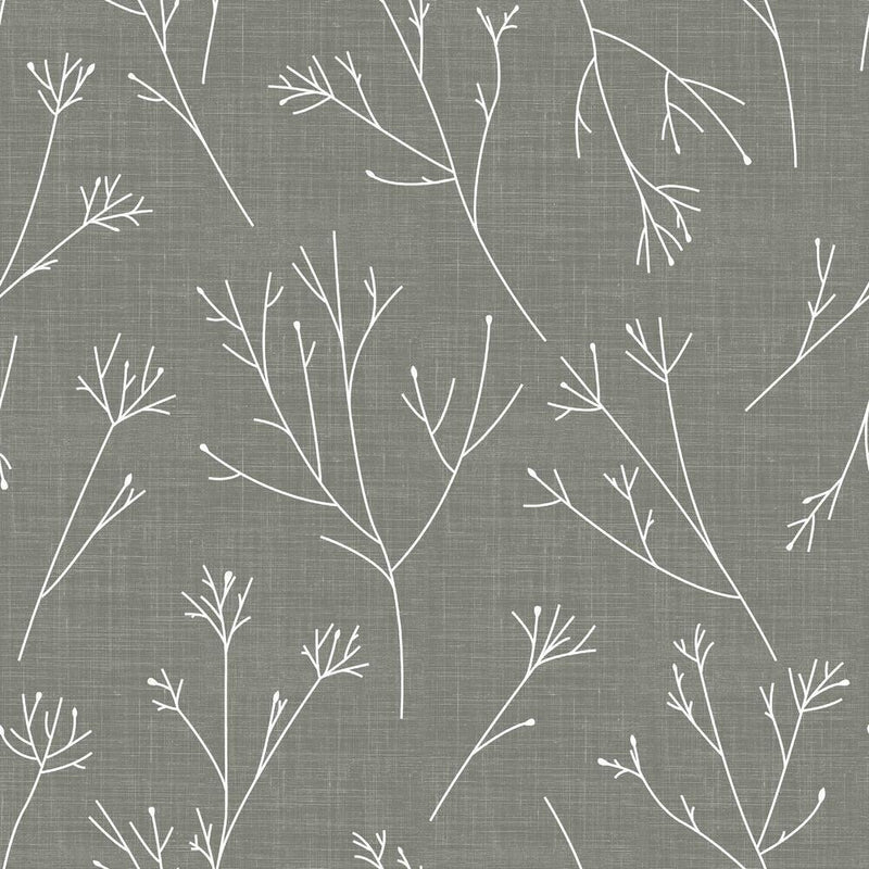 Twigs Peel and Stick Wallpaper Peel and Stick Wallpaper RoomMates Roll Dark Gray 