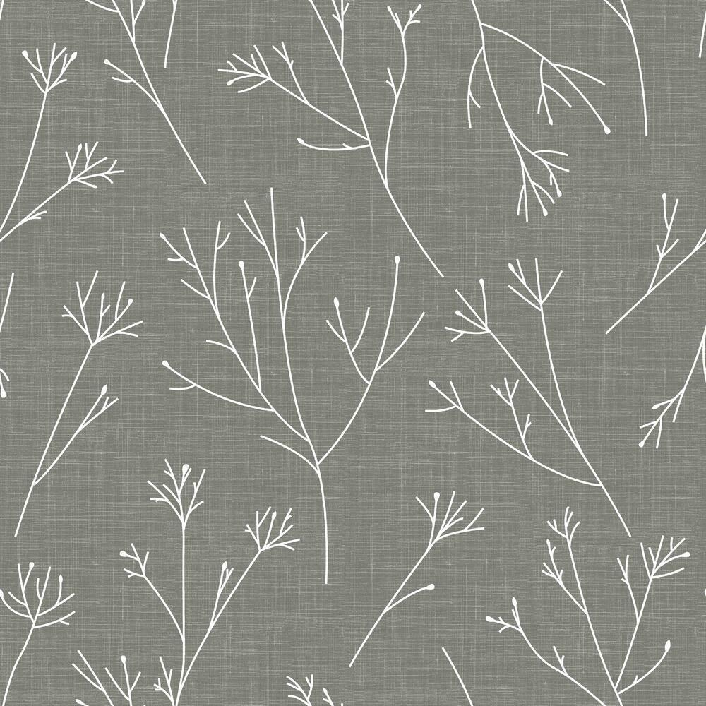 Twigs Peel and Stick Wallpaper Peel and Stick Wallpaper RoomMates Roll Dark Gray 