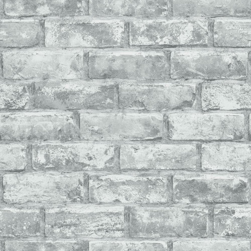 Brick Peel and Stick Wallpaper Peel and Stick Wallpaper RoomMates Roll Grey 