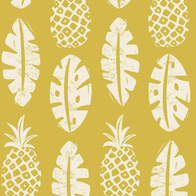 Pineapple Block Print Peel and Stick Wallpaper Peel and Stick Wallpaper RoomMates Roll Yellow 