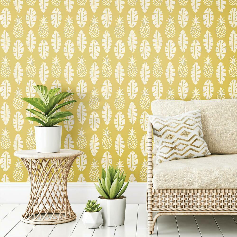 Pineapple Block Print Peel and Stick Wallpaper Peel and Stick Wallpaper RoomMates   
