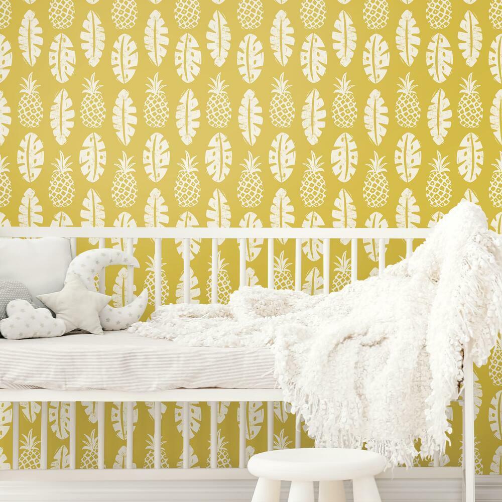 Pineapple Block Print Peel and Stick Wallpaper Peel and Stick Wallpaper RoomMates   