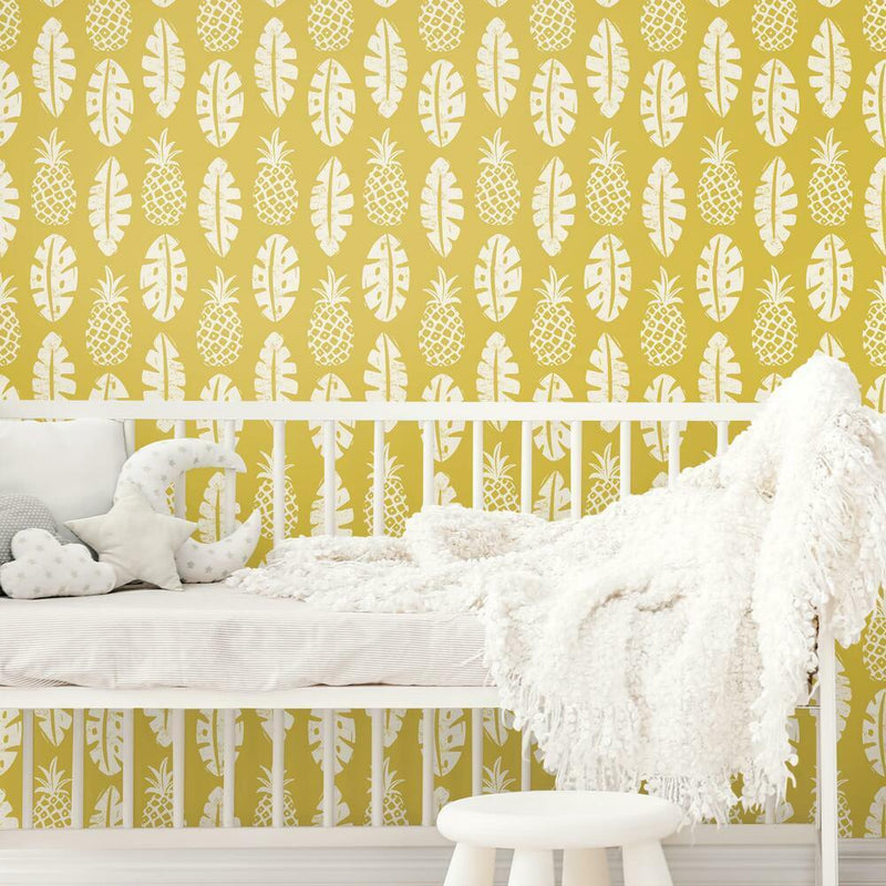 Pineapple Block Print Peel and Stick Wallpaper Peel and Stick Wallpaper RoomMates   