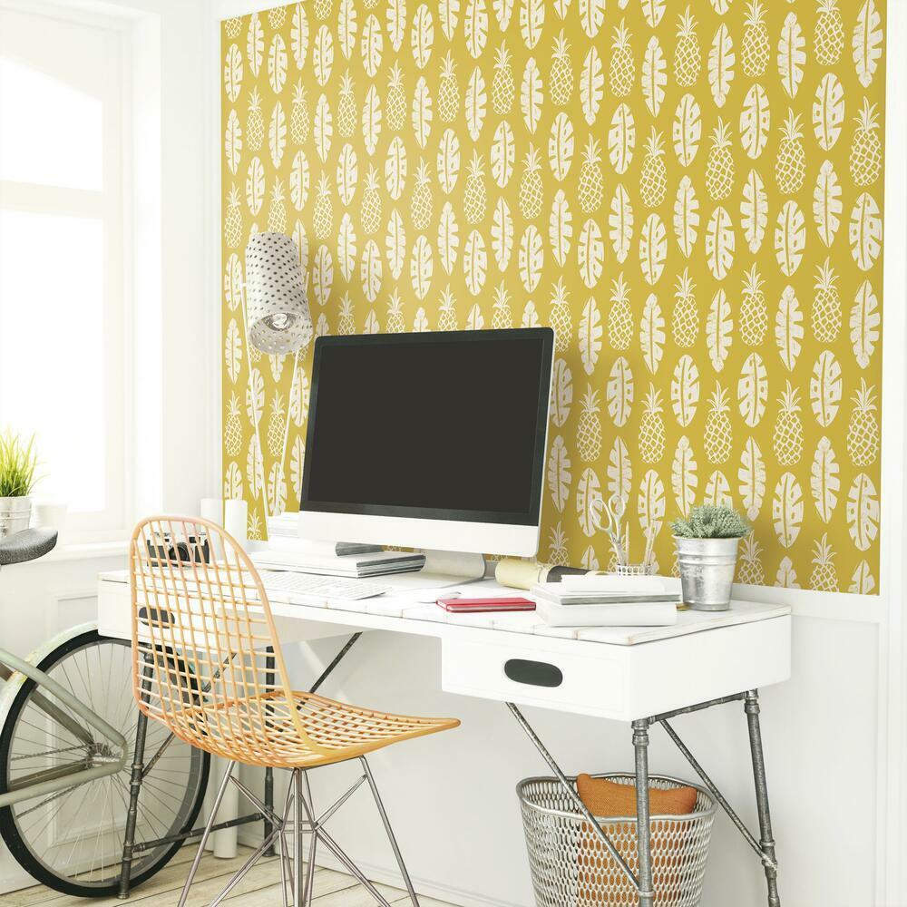 Pineapple Block Print Peel and Stick Wallpaper Peel and Stick Wallpaper RoomMates   