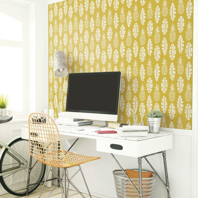 Pineapple Block Print Peel and Stick Wallpaper Peel and Stick Wallpaper RoomMates   