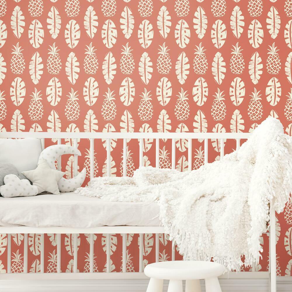 Pineapple Block Print Peel and Stick Wallpaper Peel and Stick Wallpaper RoomMates   