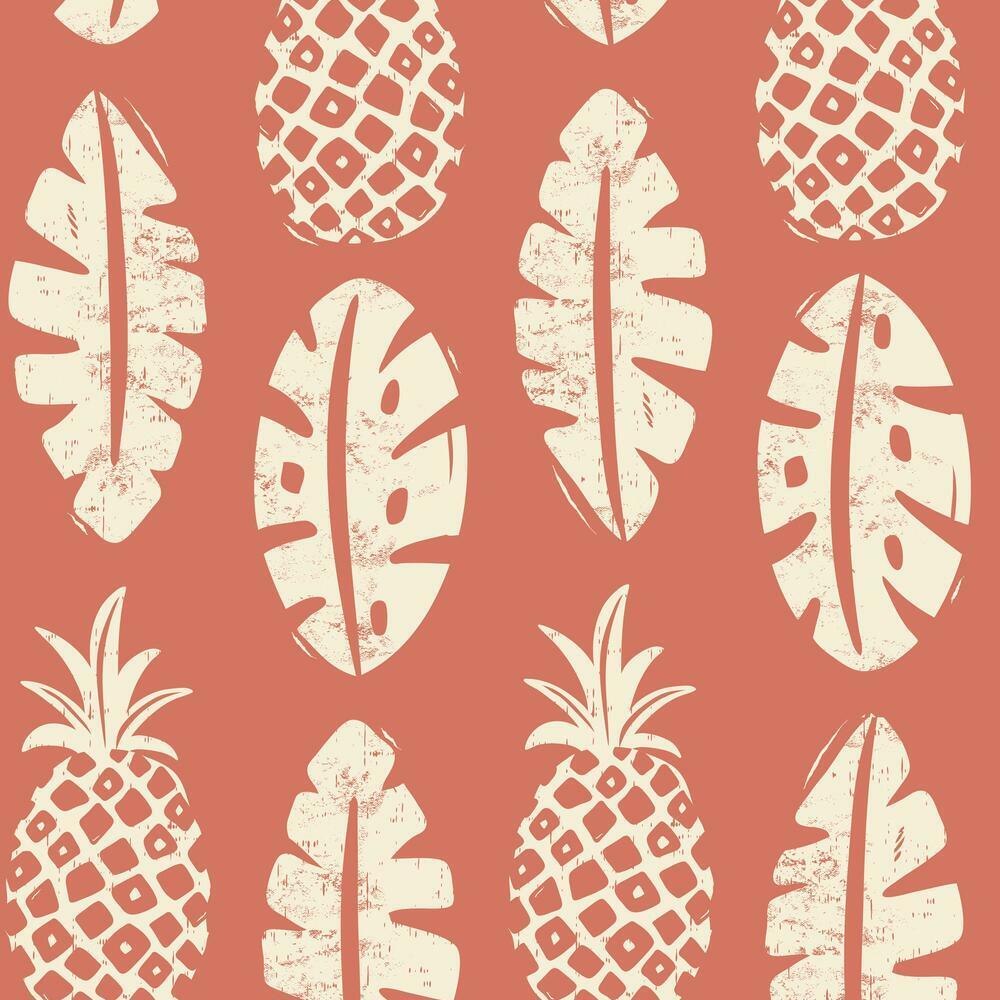 Pineapple Block Print Peel and Stick Wallpaper Peel and Stick Wallpaper RoomMates Roll Coral 