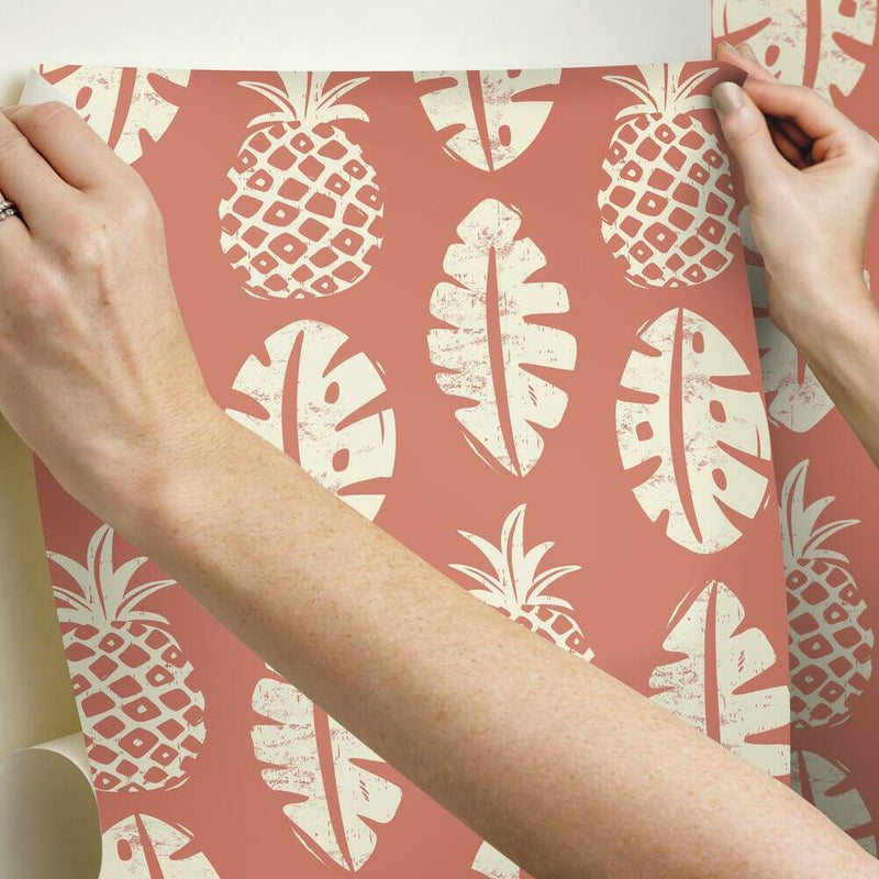 Pineapple Block Print Peel and Stick Wallpaper Peel and Stick Wallpaper RoomMates   
