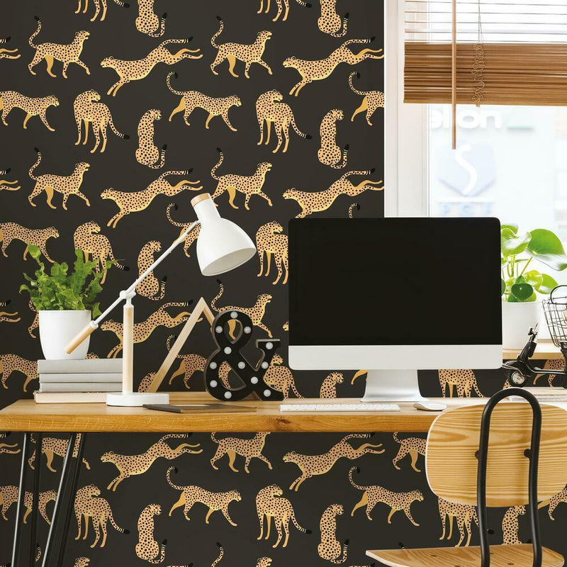 Cheetah Cheetah Peel & Stick Wallpaper Peel and Stick Wallpaper RoomMates   
