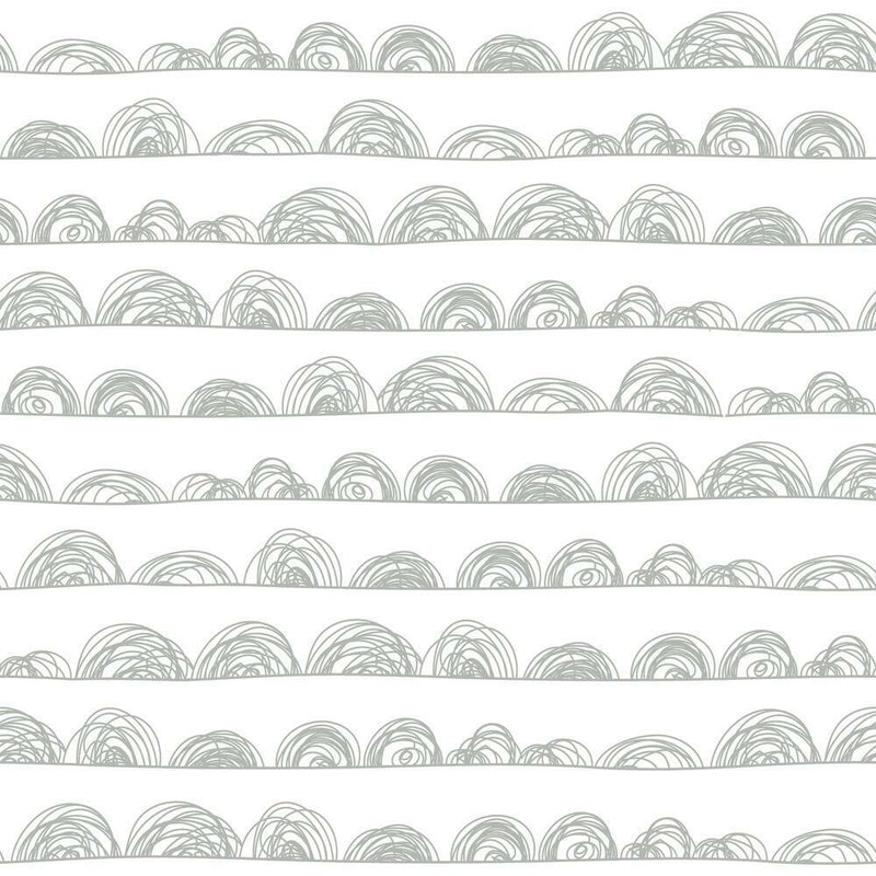 Doodle Scallop Peel and Stick Wallpaper Peel and Stick Wallpaper RoomMates Roll Grey 