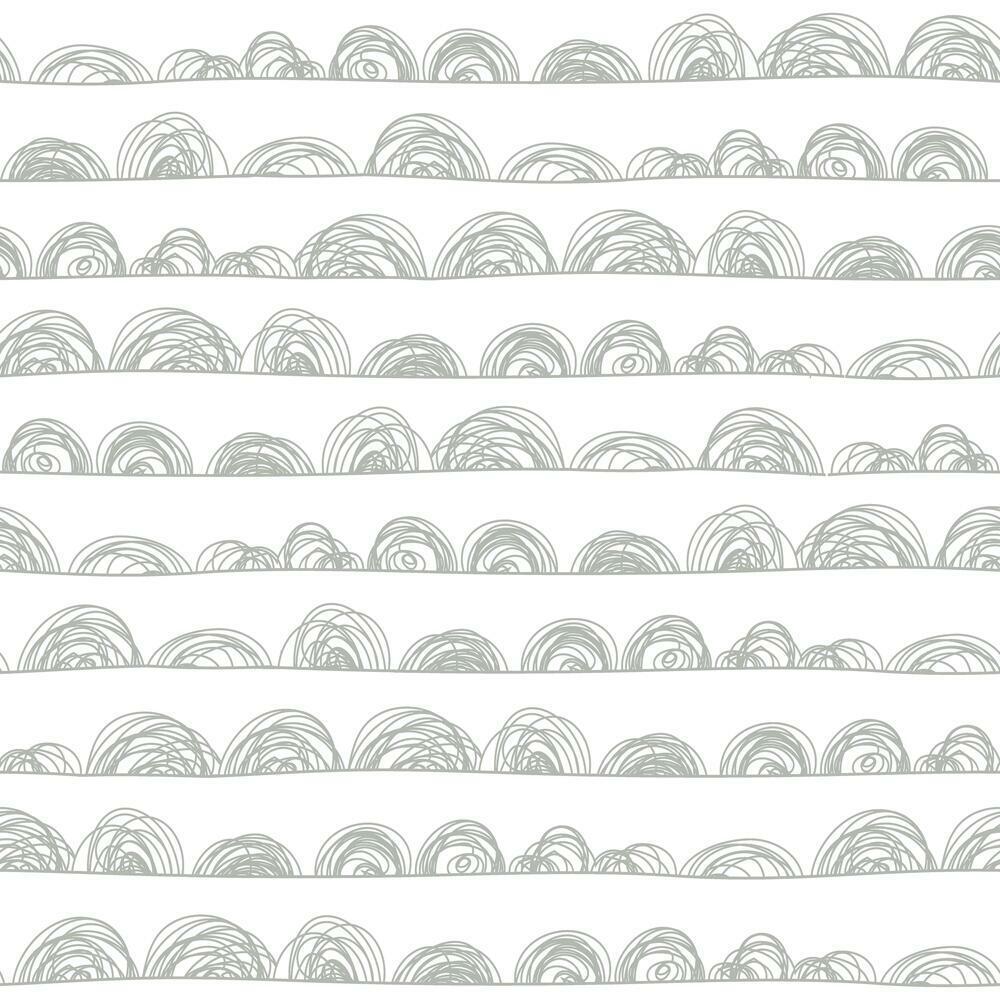 Doodle Scallop Peel and Stick Wallpaper Peel and Stick Wallpaper RoomMates Roll Grey 
