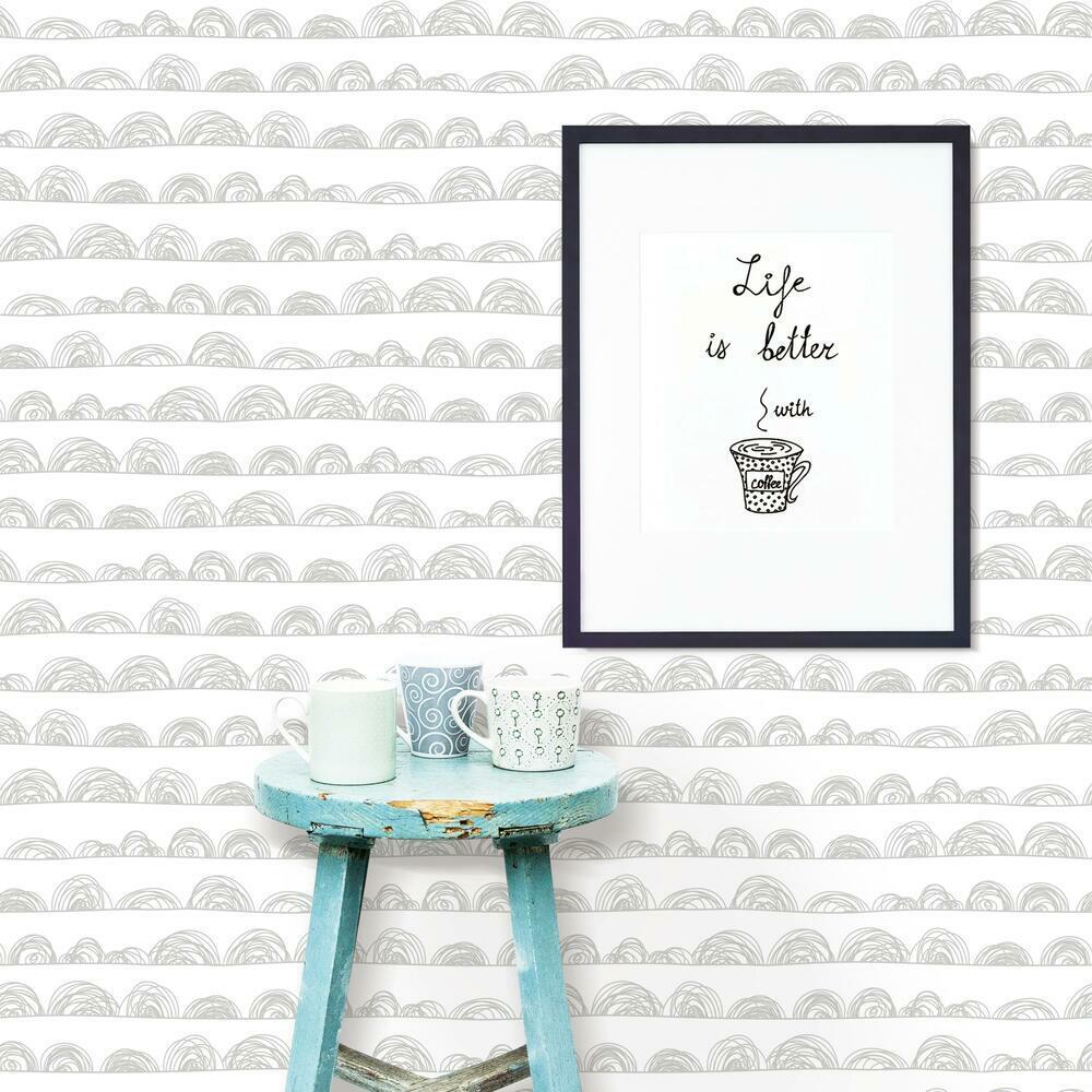 Doodle Scallop Peel and Stick Wallpaper Peel and Stick Wallpaper RoomMates   