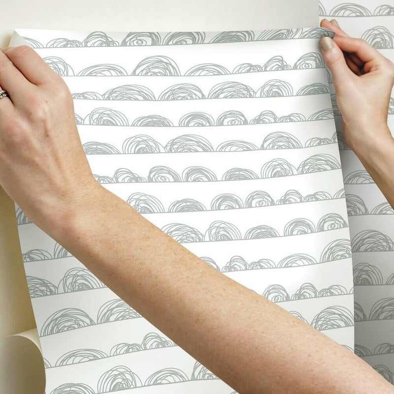 Doodle Scallop Peel and Stick Wallpaper Peel and Stick Wallpaper RoomMates   