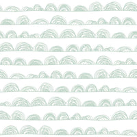 Doodle Scallop Peel and Stick Wallpaper Peel and Stick Wallpaper RoomMates Roll Green 