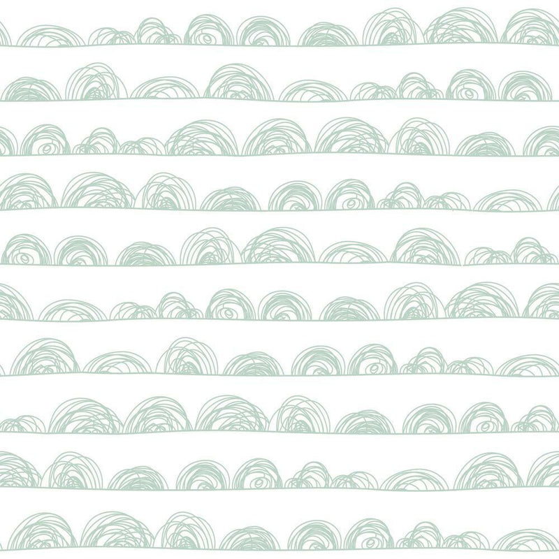 Doodle Scallop Peel and Stick Wallpaper Peel and Stick Wallpaper RoomMates Roll Green 