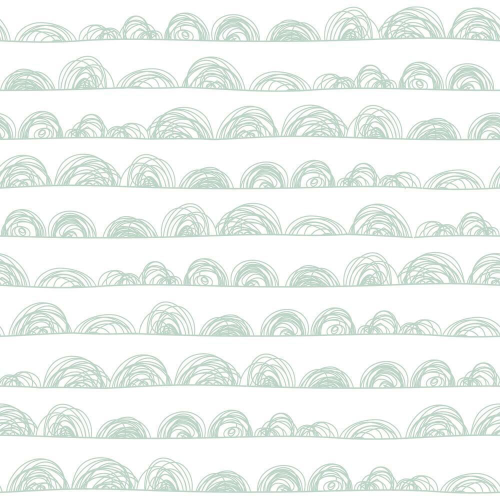 Doodle Scallop Peel and Stick Wallpaper Peel and Stick Wallpaper RoomMates Roll Green 