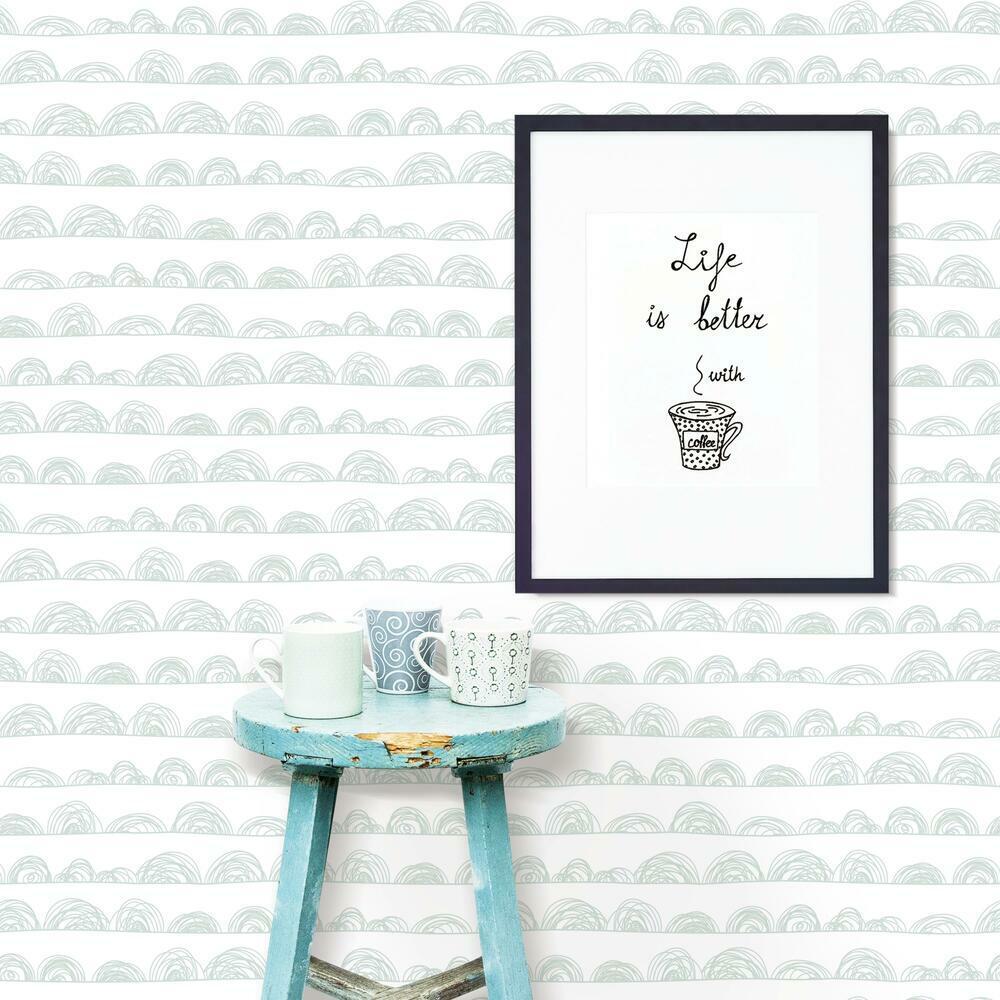 Doodle Scallop Peel and Stick Wallpaper Peel and Stick Wallpaper RoomMates   
