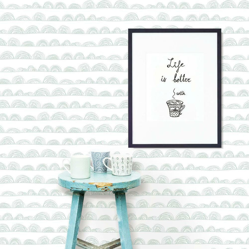 Doodle Scallop Peel and Stick Wallpaper Peel and Stick Wallpaper RoomMates   